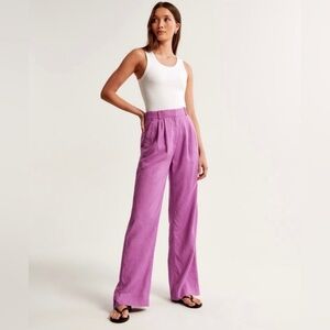 Abercrombie & Fitch Sloane Purple Linen Pants